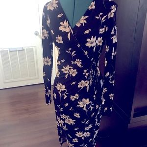 Long sleeve midi wrap dress